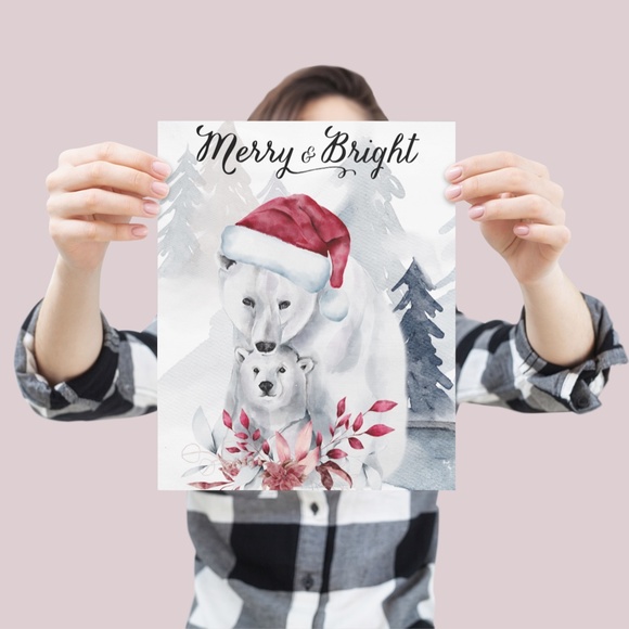 Wall Art Watercolor Christmas Whishes Illustration Print Poster Card Unframed - Picture 3 of 5